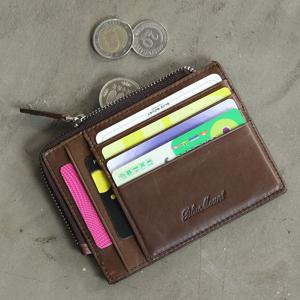 F0001 블루마운트 천연소가죽 슬림 지퍼 카드지갑