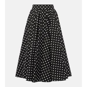 돌체앤가바나 폴카도트 하이라이즈 코튼 포플린 미디 스커트  P00949192
