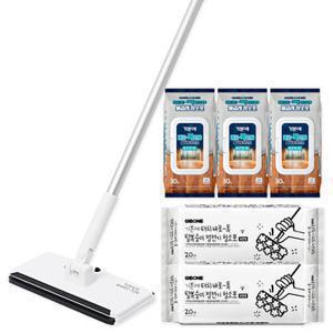 [실속세트] 기본에 터치톡 밀대+80평량 물걸레 3팩+털복숭이 청소포 2팩