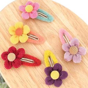 [아랑로랑] 코듀로이플라워 똑딱핀 헤어핀