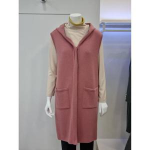 벨리시앙 세이브존04 후드 니트 롱 베스트 VT2102