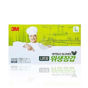 3M 니트릴 위생장갑 흰색 L 100매 쉐프 요리장갑 주방 식당 식품용장갑