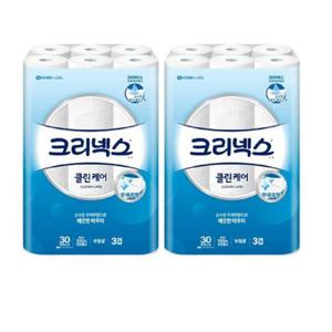 크리넥스 3겹 천 연펄프 클린케어 화장지 25m X 30롤 + 30롤
