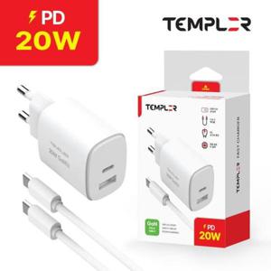 스마트폰 템플러 2포트 가정용 충전기 (CtoC케이블 포함) PD20W