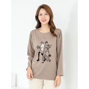 [모슬린]엄마옷 라운드 긴팔 롱티셔츠 512FGH092 마담/중년여성/