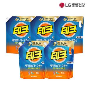[테크] 베이킹소다+구연산 액체세제(일반) 리필 2L x 3개 + 1.8L x 2개