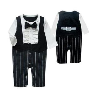 [조이멀티]나비넥타이 프릴 턱시도 아동 우주복 310204