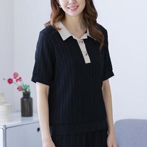 [윈드본] [~2XL] 인견 플리츠 카라(배색) 블라우스 빅사이즈 엄마옷 택1