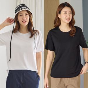 [우일인견] 시원한 인견 데일리룩 소프트 스판 여성 기본 반팔티