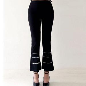 [까르죠아]세줄 보석 나팔 바지 댄스복 하의 여성 여자 부츠컷팬츠 라인 줌바