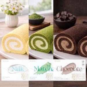 [아워홈] 저당 NO밀가루 쁘띠 롤케이크 우유 165g,제주말차 165g,쇼콜라 165g SET(총3개)
