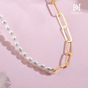 골드앤 14K 트윈 담수진주 클립체인 목걸이