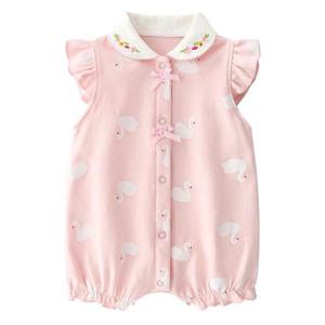 [조이멀티]스완패턴 자수카라 유아 민소매 우주복(3-18) 205135