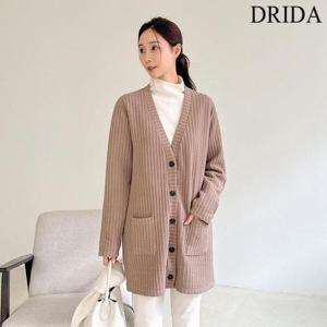 [드리다]드리다 봄 가을 여성 브이넥 와플 롱가디건 빅사이즈 니트 가디건 40-50대 미시 중년여성 엄마옷