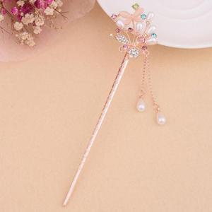 나비꽃 헤어 비녀 웨딩 드롭장식 올림머리 머리비녀