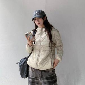 [옷자락]여성 데일리 퀼팅 무지 후드 경량 패딩 자켓