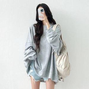 [유야]남여공용 9컬러 빅 박스 무지 맨투맨 티셔츠 긴팔티 커플티 -TS0587H- 빅사이즈 루즈핏 여성 봄