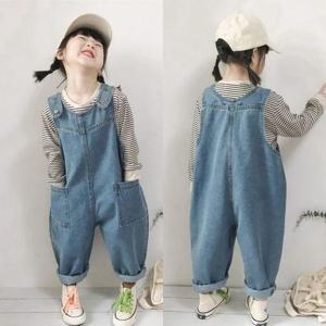 [삐삐네옷가게]여아 키즈 상큼데님 멜빵바지