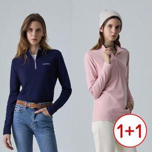 [머렐]여성 반집업 기모 긴팔 티셔츠(1+1) (D4LS302WNAV-K+D4LS302WPNK-K)