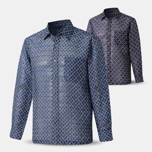 [아즈바이]남성 시원한 패턴 긴팔 남방 셔츠 YDS07 중년 여름
