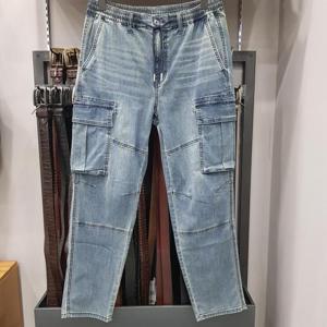 [버커루]B252DP160P - 쿨맥스 남성 테이퍼드 슬림 M 톤 카고 데님 팬츠_GN