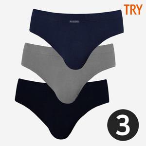 [트라이]트라이 남자면삼각팬티 스판 신축성 좋은 브리프팬티 아빠 베이직 3종 세트