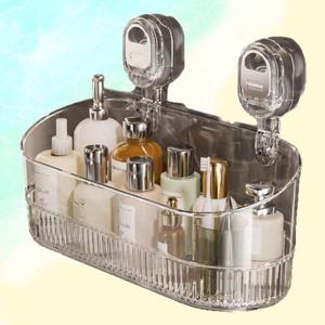 욕실 물빠짐 수납 정리함 투명 무타공 부착식 정리대 WFKKEPI