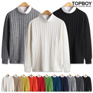 [탑보이] 남녀공용 꽈배기 라운드 니트 (TR862)