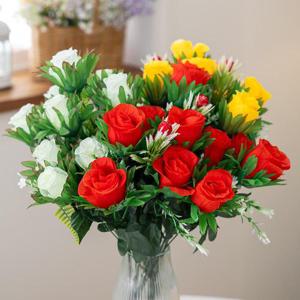 장미 성묘 조화 꽃 뉴쁘띠 부쉬 50cm 5컬러 추모 납골당 산소 묘지 장식 소품 수목장