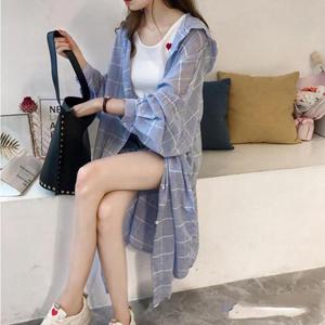 여성 블라우스 체크 오버핏 롱후드 셔츠 간절기코디 (WA8927A)