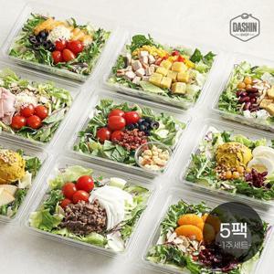 [다신샵] 당일제조&토핑가득 프리미엄 한스푼 샐러드 5팩 세트 / 드레싱 증정