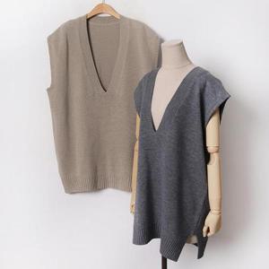 빅사이즈 503 딥브이넥롱니트베스트 DEBB475