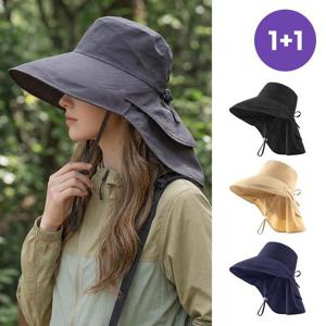 [루즈루나] 1+1 캐밀 여성 여름 버킷햇 물놀이 모자 턱 끈 챙넓은 벙거지 K263