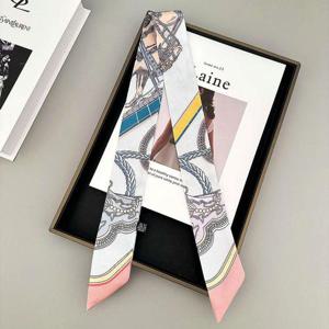 (쓰러담아) 실크 스카프 쁘띠 방도 타이 미니 머플러 WFHBTNI