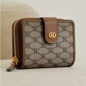 갤러리아_[헤지스ACC] HIWA5E835W1 헤리아토  H장식 브라운 패턴 가죽 반지갑
