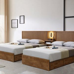 트리플 우드 원목 부부트윈침대SS+SS 독립매트(중앙패널1개)