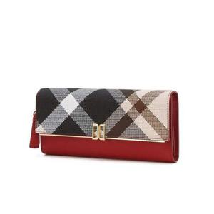 갤러리아_DCWA5F361 닥스 레드 체크 DD로고 가죽 장지갑