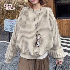 [쉬즈프리티] 제인스트라이프박시맨투맨_여성맨투맨