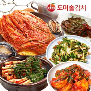 [도미솔/5종 11kg]포기김치5.5kg+갓석박지2kg+얼갈이겉절이2kg+파김치1kg+깻잎김치500g
