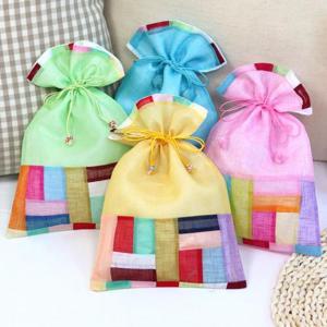 [박씨상방] 무지개조각보 모시 복주머니특대C