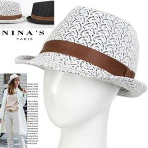 [니나스파리]자카드레이스순면 여성페도라.중절모(3SS118)