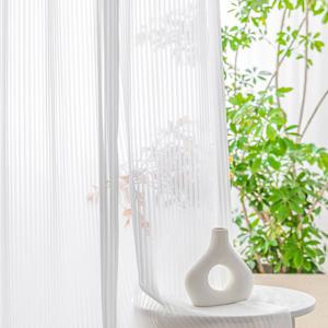 스트라이프 화이트 쉬폰커튼 중형