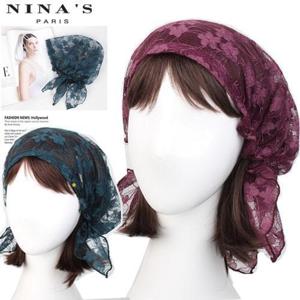 [니나스파리]유럽플로럴 망사레이스두건(1SS152)