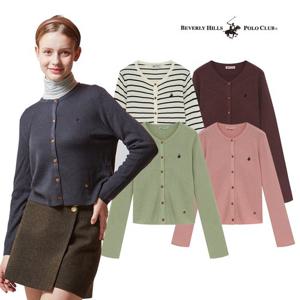 [비버리힐스폴로클럽]여성 루즈핏 골지 니트가디건