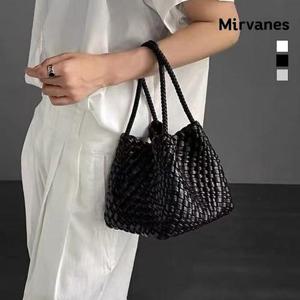 미르바네스 비안코 위빙 토트 미니백 + 파우치 세트