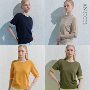 [안지크] 26SS 썸머 컬러블럭 레이어드 니트 풀오버 4종