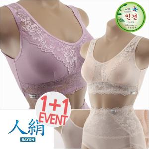 [노다지닷컴] ★2종구성★ 자연소재 여성 언더웨어 인견 노와이어 레이스 스포츠브라