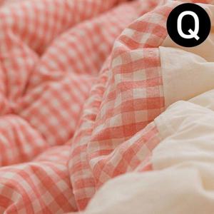 차렵이불 어반체크 순면 선염 워싱 퀸 Q 핑크 사계절차렵이불 HWE67C50