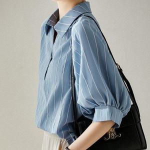 ★BEST★ [패션시그널] 유니크 백스냅버튼 5부소매 블라우스 A37768