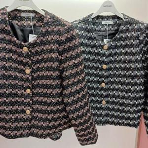 Destijl HC06 숏짧은 비즈배색 옆주머니 가로결 라운드 트위드쟈켓  D2533j